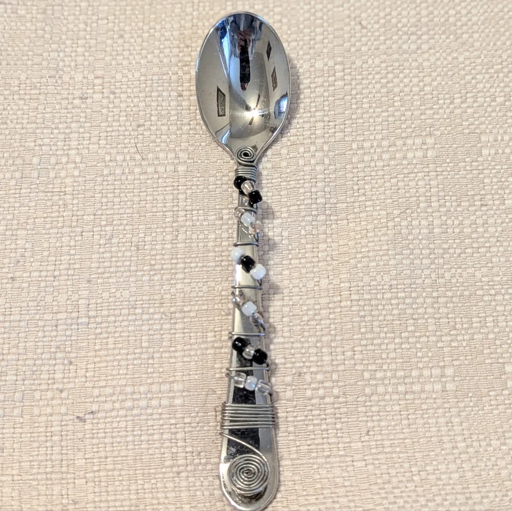 Handmade Stainless Steel Wire Wrapped and Beaded Spoon